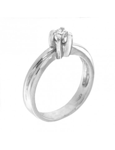 Anello Solitario Picca Donna - in Oro Bianco con Diamante - 0
