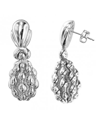 Chimento Earrings - Tradition Gold Drop Pendants in 18K White Gold - 0 2