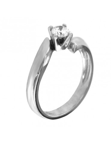 Anello Solitario Picca Donna - in Oro Bianco con Diamante - 0