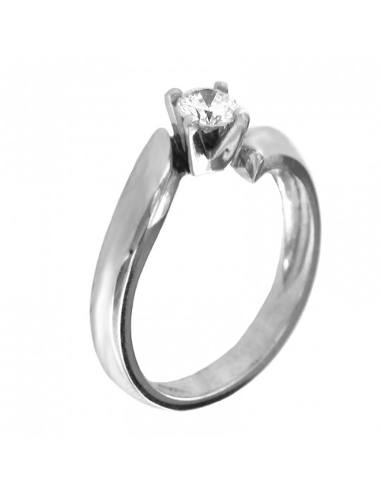 Picca Woman's Solitaire Ring - in White Gold with Diamond - 0