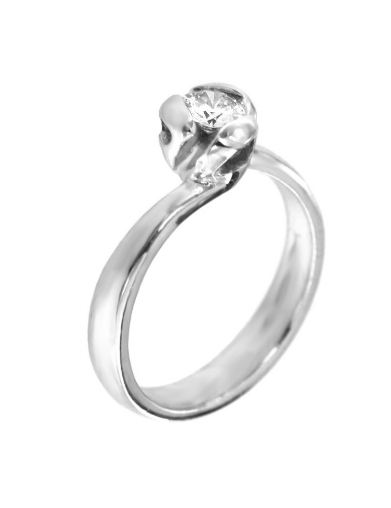 Picca Woman's Solitaire Ring - in White Gold with Diamond - 0