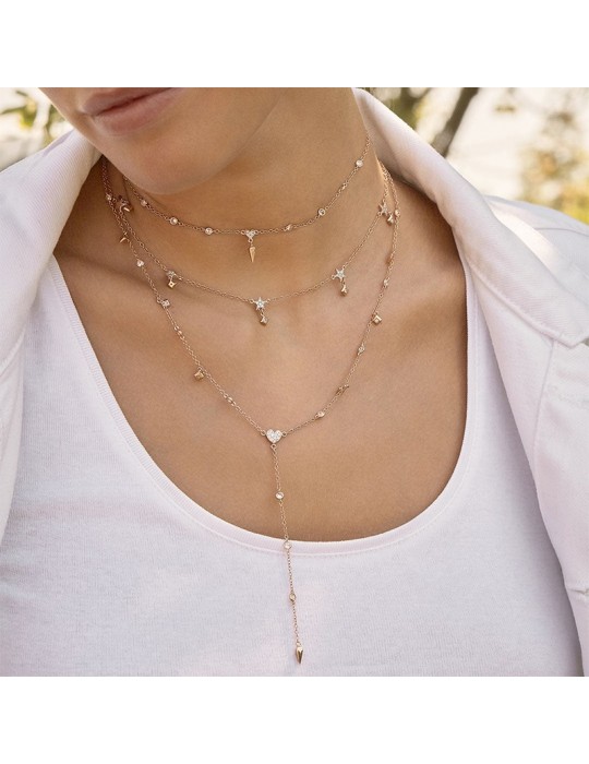 Rue Des Mille Necklace -Stardust Tribe-Stars-White Zircons-GRZBO5STE
