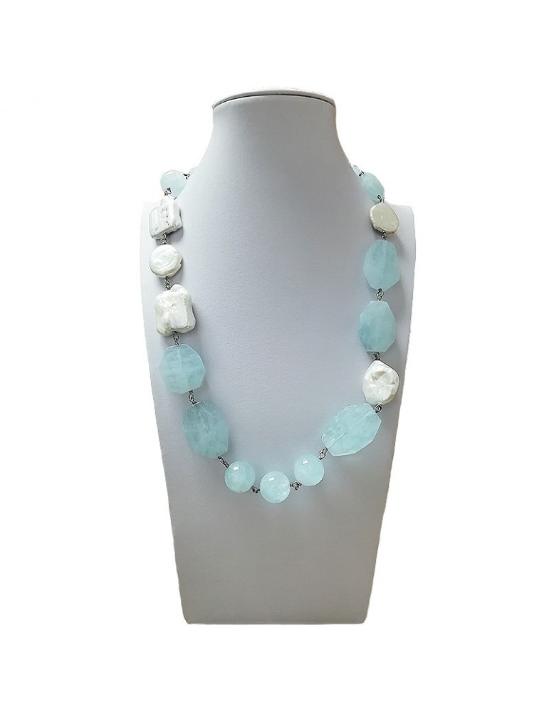 Collana Della Rovere con Perle e Acquamarina da Donna - 0