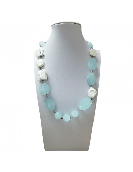 Collana Della Rovere con Perle e Acquamarina da Donna - 0
