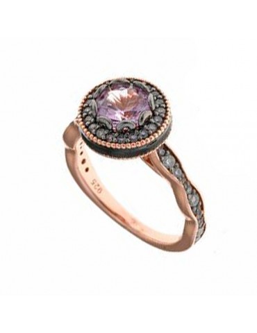 Anello Salvatore Plata - Vibrant - Argento Rose - Zirconi Rosa - Lavanda - 136S0298