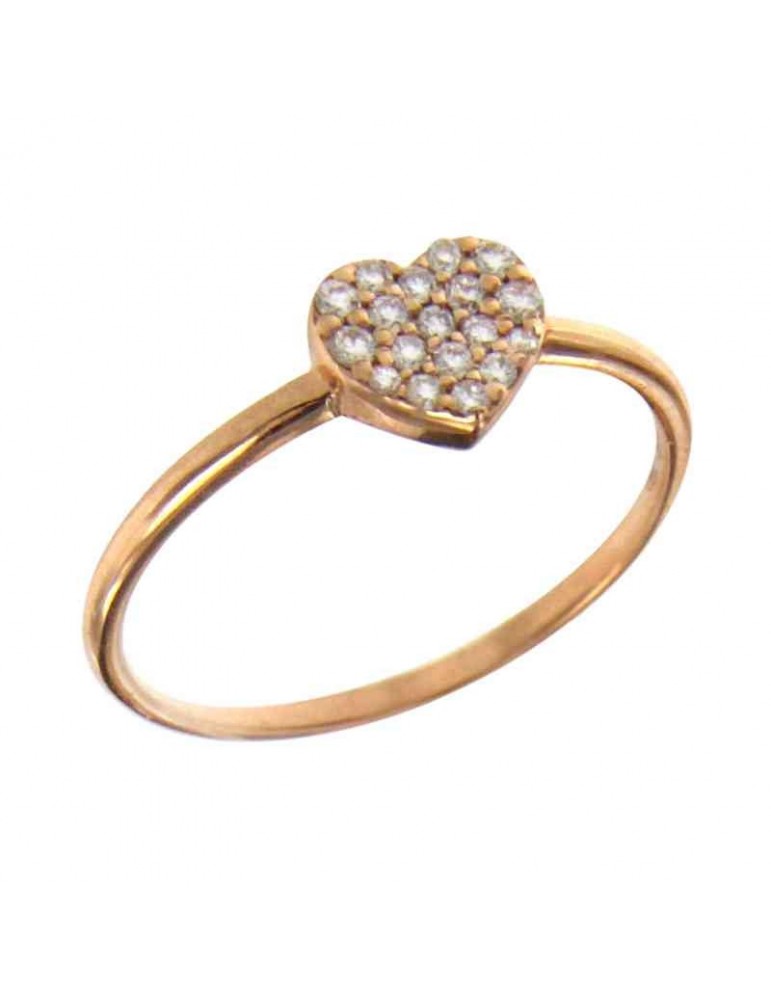 Anello Buonocore - Heart - Oro Rosa 18 carati - Cuore - Diamanti 0,14 ct - 125A01DP