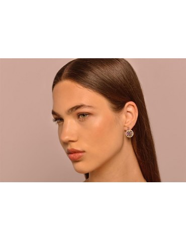 Salvatore Plata Earrings - Vibrant in 925% Silver Round Rose Gold with Multicolor Zircons - 0 2