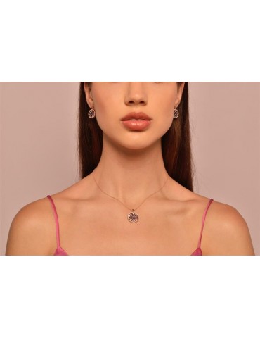 Salvatore Plata Necklace - Vibrant in 925% Rose Gold Silver with Pendant and Multicolor Zircons - 0 2