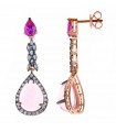 Salvatore Plata - Afternoon Drop Earrings in 925% Rose Gold Silver with Pink Crystal - 0