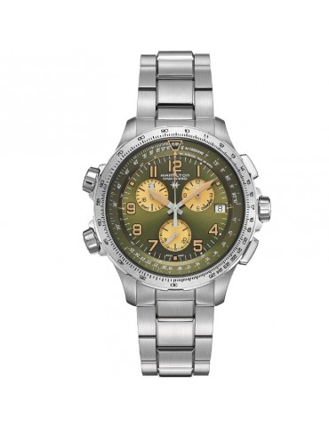Orologio Hamilton - Khaki Aviation - X-Wind GMT - Crono Quarzo 46mm Verde - H77932160