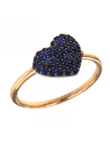 Buonocore Ring - Heart in 18K Rose Gold with Heart and Blue Sapphires 0.46 ct - 0