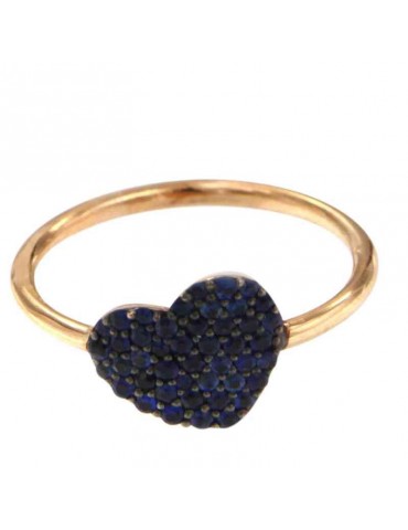 Buonocore Ring - Heart in 18K Rose Gold with Heart and Blue Sapphires 0.46 ct - 0 2