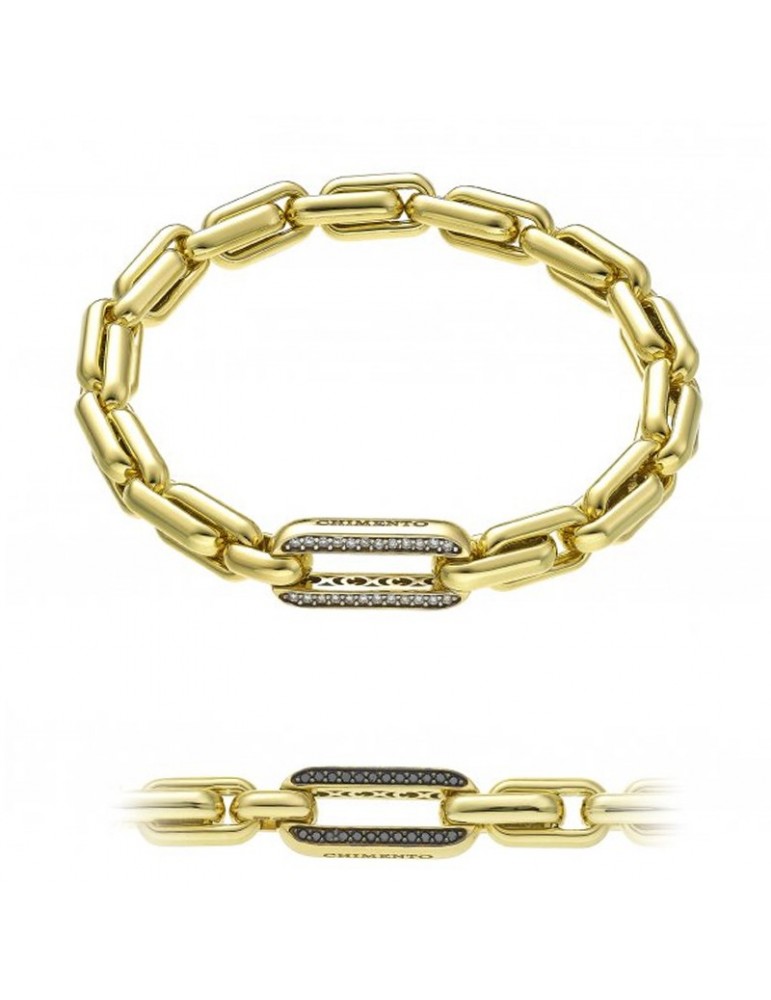 Chimento Bracelet - X-Tend in 18K Yellow Gold with White Diamonds and Black Diamonds 17cm - 0