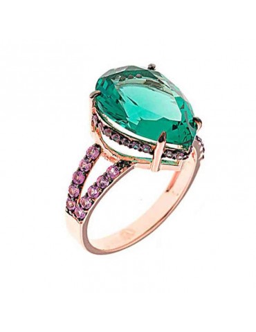 Salvatore Plata Ring - Genuine in 925% Silver with Green Tourmaline - Size 14 - 0