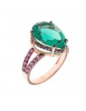 Salvatore Plata Ring - Genuine in 925% Silver with Green Tourmaline - Size 14 - 0