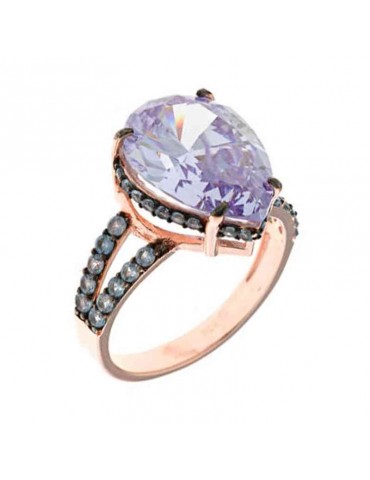 Salvatore Plata Ring - Genuine in 925% Silver with Pink Crystal - Size 14 - 0