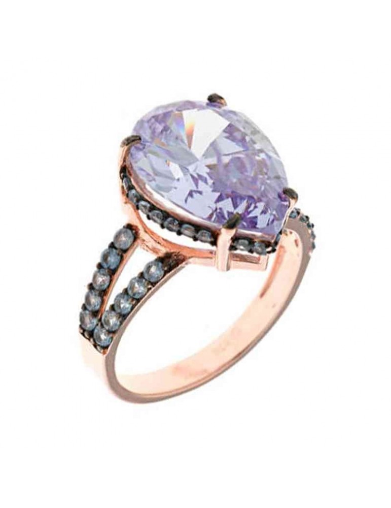 Salvatore Plata Ring - Genuine in 925% Silver with Pink Crystal - Size 14 - 0