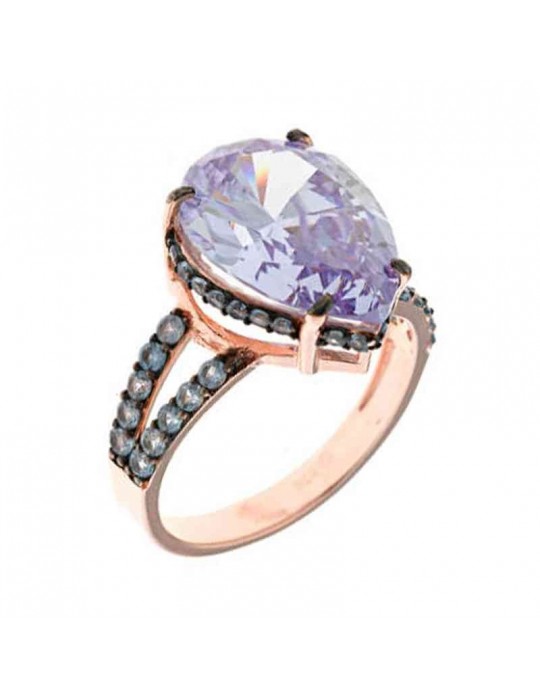 Salvatore Plata Ring - Genuine in 925% Silver with Pink Crystal - Size 14 - 0