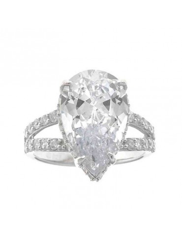 Salvatore Plata Ring - Genuine in 925% Silver with White Crystal - Size 14 - 0 2