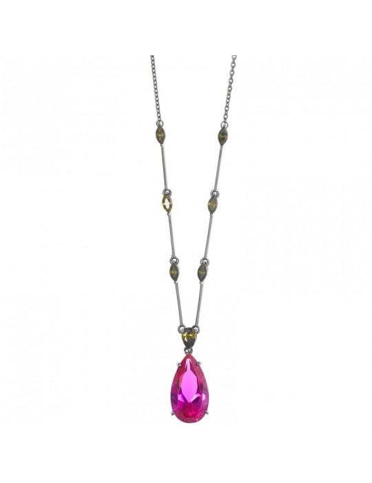 Collana Salvatore Plata - Genuine - Argento 925% Rose Gold - Pendente Rubino Sintetico - 234C0023