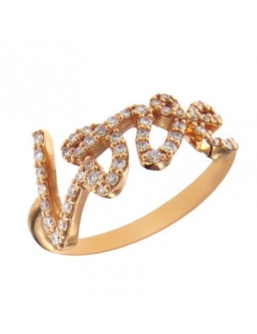 Buonocore Ring - Letters in 18K Rose Gold Love with White Diamonds 0.39 ct - 0