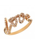 Buonocore Ring - Letters in 18K Rose Gold Love with White Diamonds 0.39 ct - 0