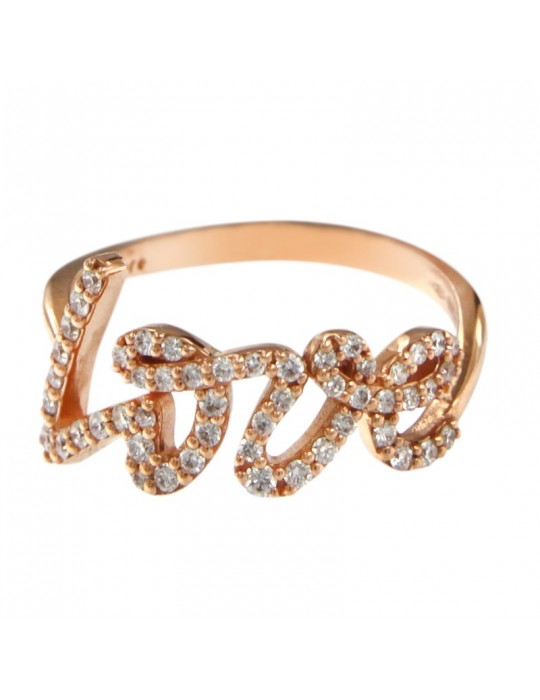 Buonocore Ring - Letters in 18K Rose Gold Love with White Diamonds 0.39 ct - 0