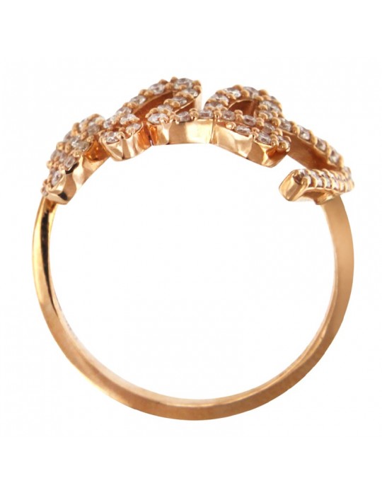Buonocore Ring - Letters in 18K Rose Gold Love with White Diamonds 0.39 ct - 0
