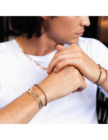 Bracciale Rue Des Mille-Tangle-Traversino-Moschettone-Borchie-BRU03M1AU 2