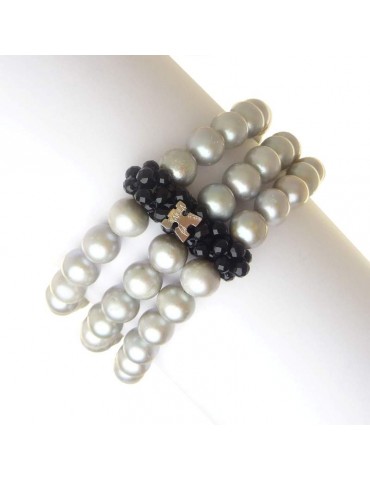 Bracciale Rajola - Charlotte - Perle Grigie - Onice Nero - 141595965X