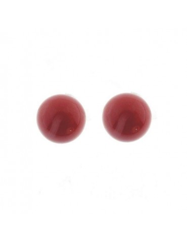 Orecchini Rajola - Nudi -Oro Giallo 18 Carati-Corallo Rosso 7mm-350810