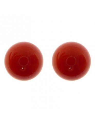 Rajola Earrings - Nudi - 18K Yellow Gold - 8mm Red Coral - 350810X