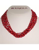 Collana Rajola - Bollicine-Multifilo-Corallo Rosso-Pietre Nere-5432049