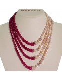 Rajola Women's Necklace - Multi-strand Fairy Tale with Bordeaux Jade and Multicolor Pearls - 0