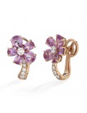 Buonocore Earrings - Flowers in 18K Rose Gold with Natural Diamonds and Pink Sapphires - 0