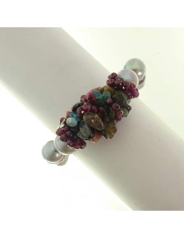 Bracciale Rajola - Hula - Elastico -Perle Colorate-Tormalina-546142418