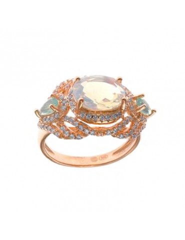 Salvatore Plata Ring - Afternoon in 925% Rosé Silver with White Crystal - Size 14 - 0 2