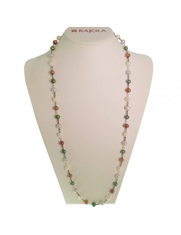 Rajola Necklace - Cecilia - Long - Green - Brown Pearls - 5468714