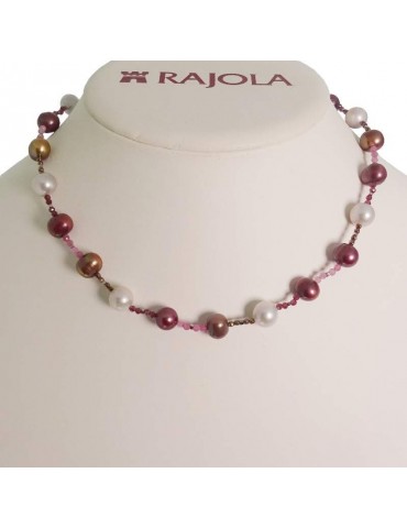 Rajola Necklace - Cecilia - Mother of Pearl - Purple Pearls - Brown-5468715C