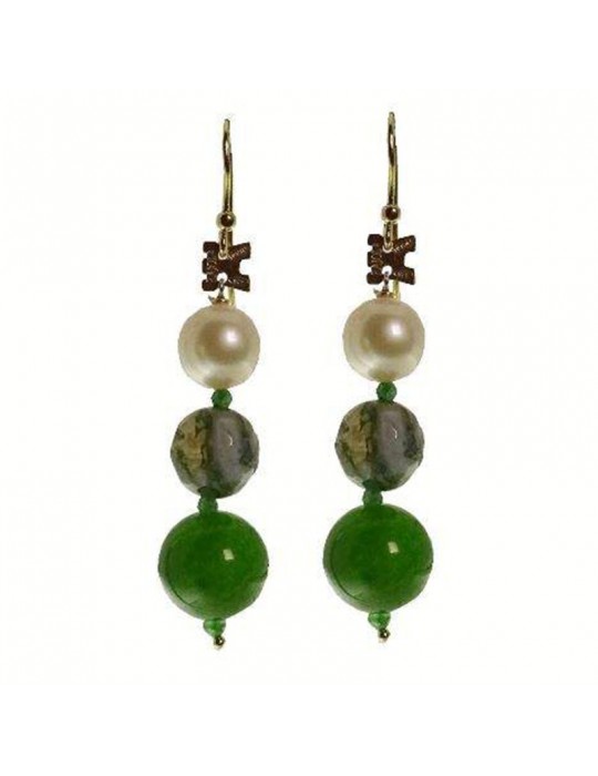 Orecchini Rajola - Odessa - Pendenti - Perle - Agata Verde - 4540824OR Orecchini Rajola - Odessa - Pendenti - Perle - Agata Verde - 4540824OR