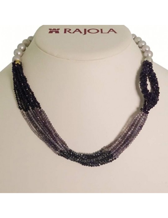 Collana Rajola - Galileo - Multifilo-Perle Grigie-Pietre Viola-5441322
