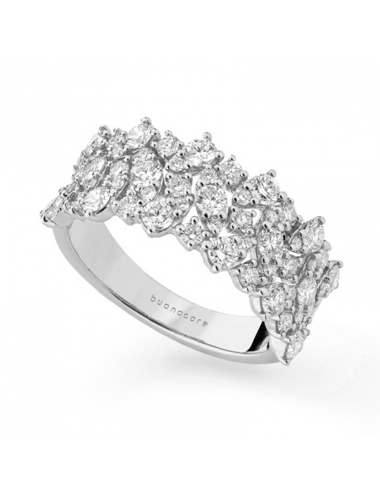 Anello Buonocore Donna - Classic in Oro Bianco 18 Carati con Pavè di Diamanti Naturali 1,37 ct - 0
