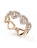 Buonocore Woman's Ring - Heart in 18K Rose Gold with Hearts and Natural Diamonds 0.68 ct - 0