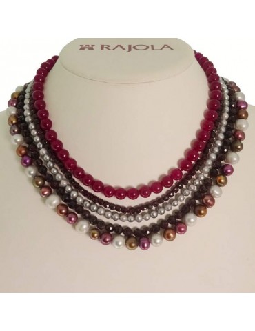 Rajola Necklace - Shade - Multicolor Pearls - Bordeaux Jade - 547011