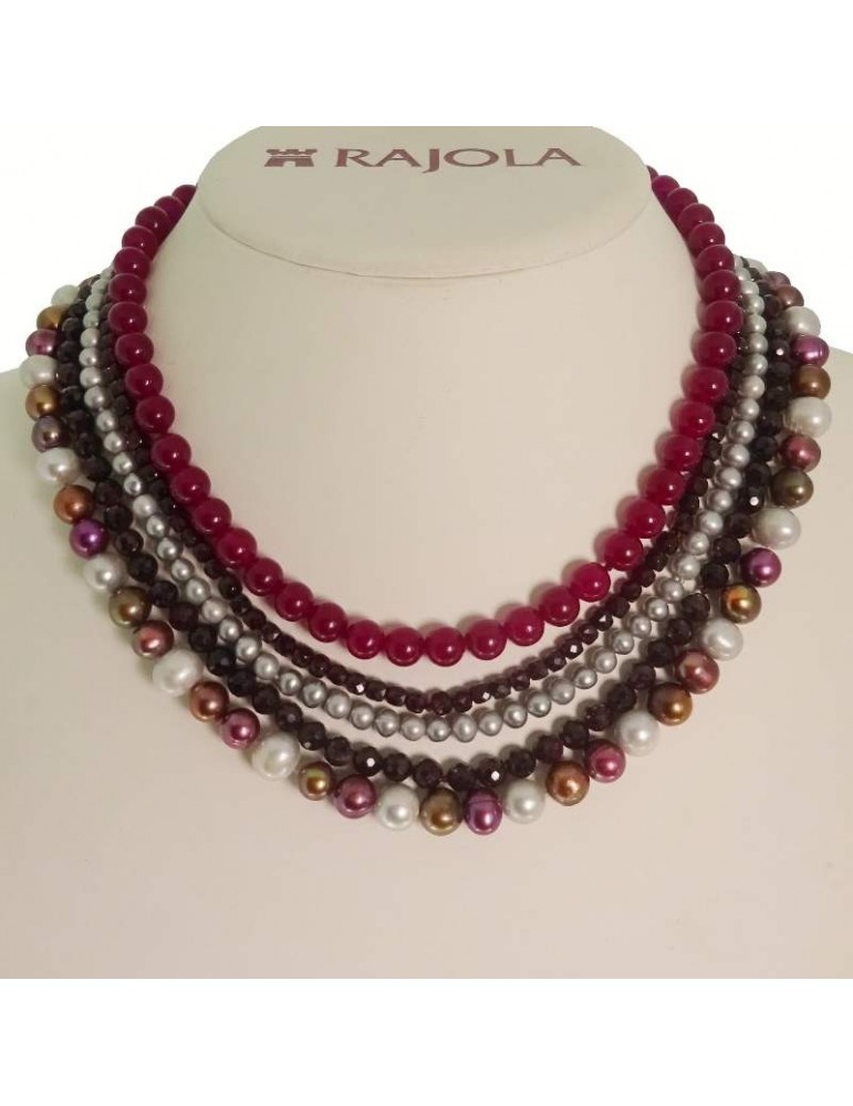Rajola Necklace - Shade - Multicolor Pearls - Bordeaux Jade - 547011