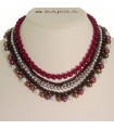 Collana Rajola da Donna - Shade con Perle Multicolor e Giada Bordeaux