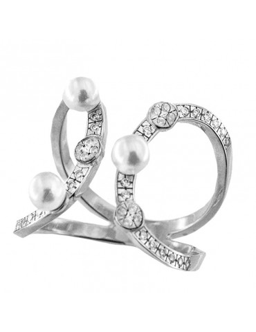 Anello Rue Des Mille - Galactica - Contrariè -Perle-Zirconi-ANZ013M3RH