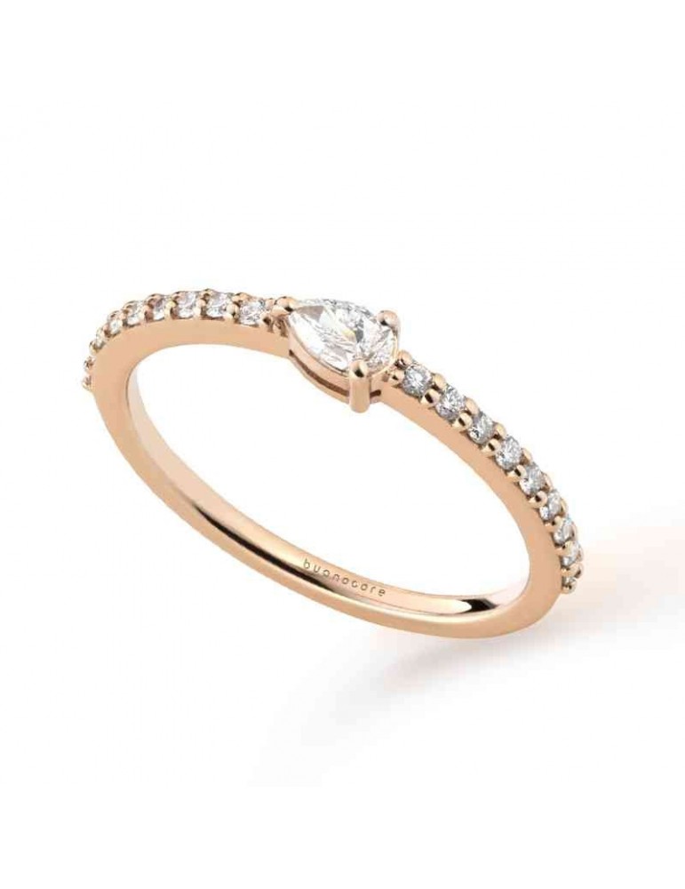 Buonocore Ring - Classic in 18K Rose Gold with White Diamonds 0.30 ct - 0