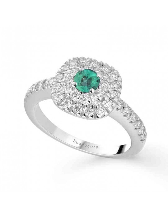 Anello Buonocore - Oro Bianco - Diamanti - Smeraldo 0,18 ct - 732A04MW