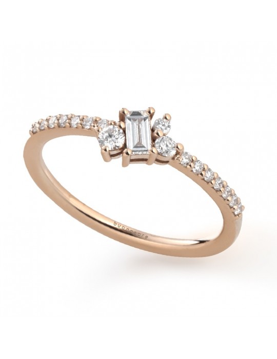 Buonocore Ring - Classic in 18K Rose Gold with White Baguette Diamonds 0.23 ct - 0